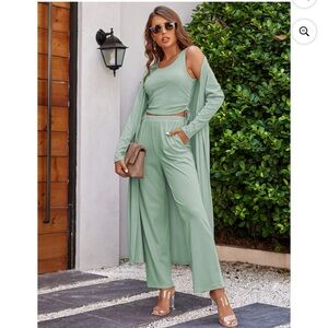 Chic mint Green Women's Pajama Set 3 Piece Set